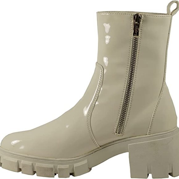 GIRL Jayce Women Ankle Boots Lug Sole Platform Chunky Block Heel Patent Le - Picture 4 of 4